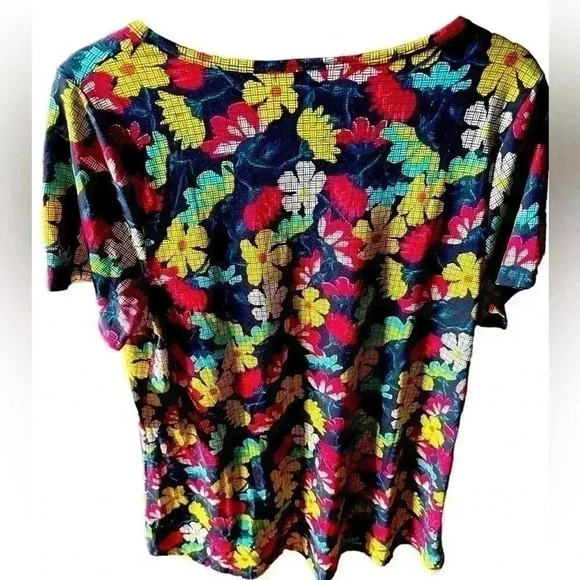Lularoe large black floral Classic T. Reds, yellow, mint, cream, green. NWT . - Picture 2 of 7